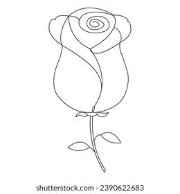 Hermosas flores rosadas de línea única dibujo arte vectorial