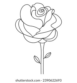 Continous Beautiful rose flowers single line drawing vector art