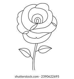 Continous Beautiful rose flowers single line drawing vector art