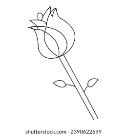 Hermosas flores rosadas de línea única dibujo arte vectorial