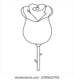 Hermosas flores rosadas de línea única dibujo arte vectorial