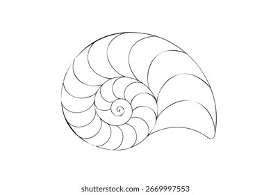 Linha contínua linha contínua desenhando um oceano espiral concha náutilo