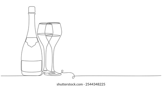 garrafa de desenho de linha contínua de vinho com vetor editável de vidro epa