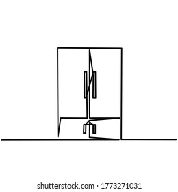 Continous line drawing of cupboard, one line, vector ilustration