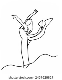 Continous line drawing of dancing woman