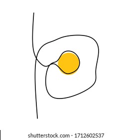continous line drawing of egg, single line, food design, vector ilustration