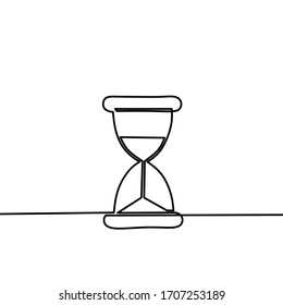continous line drawing of hourglass, icon design, vector ilustration