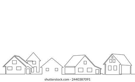 In: Continuous Line Drawing Houses. Vektor-Illustration Heimgebäude.