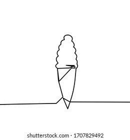 dibujo continuo de helado, una línea, ilustración vectorial