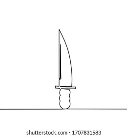 continous line drawing of knife isolated, single line, vector ilustration