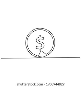 continous line drawing of money, single line, vector ilustration 