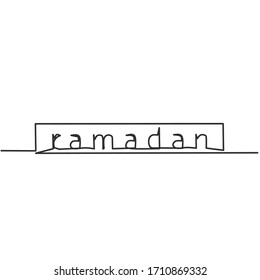 Kontinuierliche Linienzeichnung von Ramadan, Rmadan-Letering, Vektorillustration-Illustration