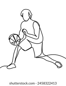 Kontinuierliche Linienzeichnung von jungen energischen Basketballspieler Slam Dunk Vektorillustration. Sportwettkampfkonzept. Modernes, durchgehendes Liniendesign für Basketballturnier Poster und Banner