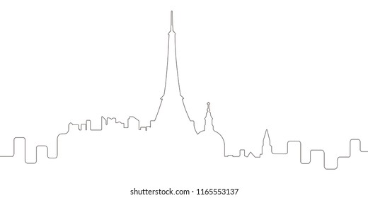 Continous line skyline of Paris. Vector illustration design