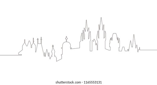 Continous line skyline of Prague. Vector illustration design