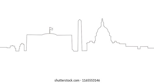 Continous line skyline of Washington D.C. Vector illustration design