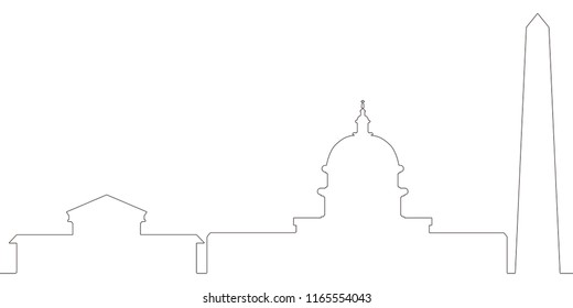 Continous line skyline of Washington D.C. Vector illustration design