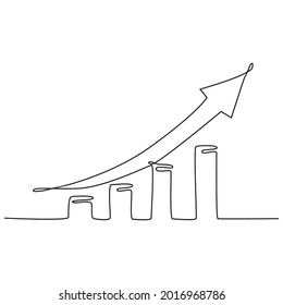 Continous line vector illustration for growth business symbol.