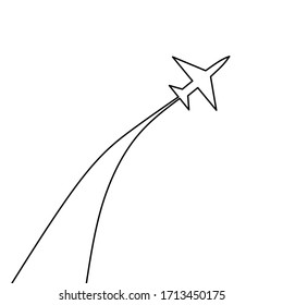 continous one line drawing of plane, line art, vector ilustration
