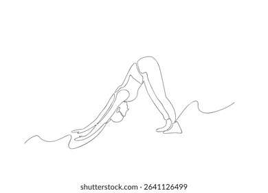 Continous One Line Drawing Yoga Line Art. International yoga day. Yoga postures. Woman practicing meditation and relaxsasi. Single line drawing. Vector illustration.