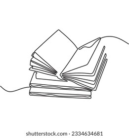 continous single line art book black line conceptual