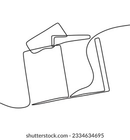 continous single line art book black line conceptual
