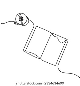 continous single line art book black line conceptual
