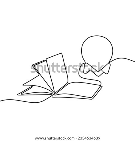 continous single line art book black line conceptual