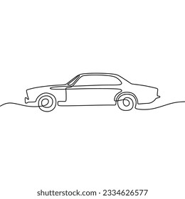 continous single line art car automotive black line conceptual