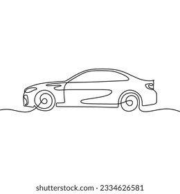 continous single line art car automotive black line conceptual