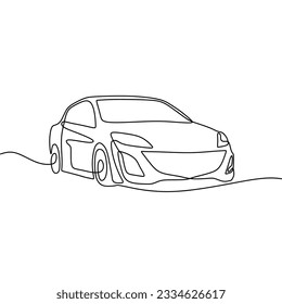 continous single line art car automotive black line conceptual