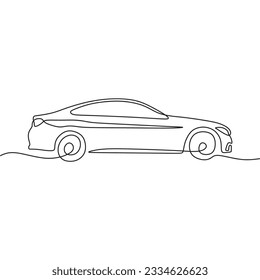 continous single line art car automotive black line conceptual