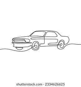 continous single line art car automotive black line conceptual