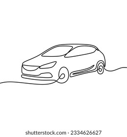 continous single line art car automotive black line conceptual
