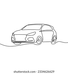 continous single line art car automotive black line conceptual