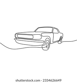 continous single line art car automotive black line conceptual