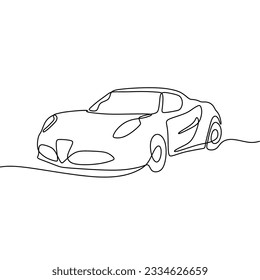 continous single line art car automotive black line conceptual