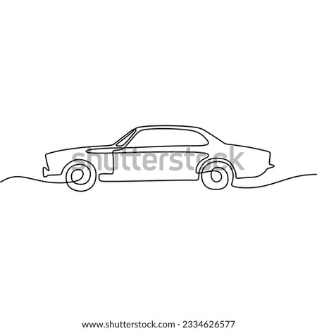 continous single line art car automotive black line conceptual
