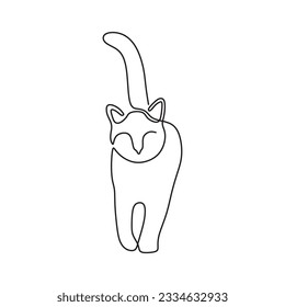 continous single line art cat black line conceptual