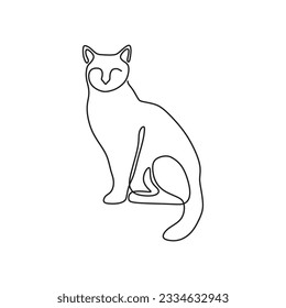 continous single line art cat black line conceptual