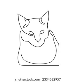continous single line art cat black line conceptual
