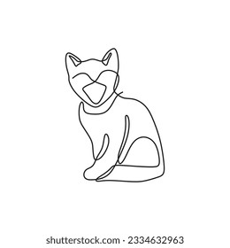 continous single line art cat black line conceptual