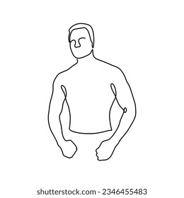 Continous single lineart of a bodybuilder