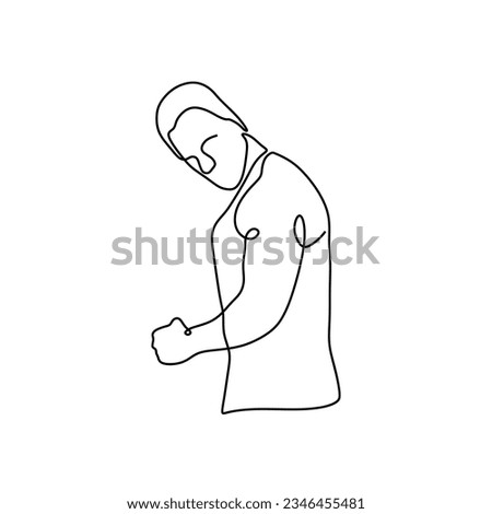 Continous single lineart of a bodybuilder