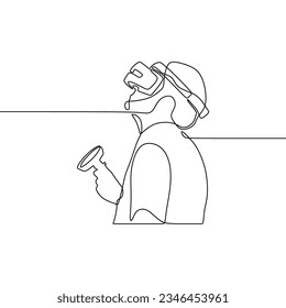 Hombre de un solo linearo continental jugando con un dispositivo VR