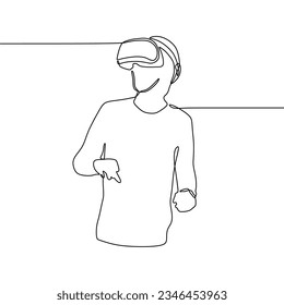 Hombre de un solo linearo continental jugando con un dispositivo VR