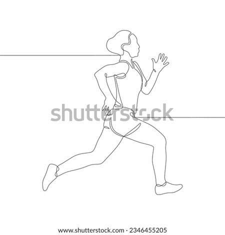 Continous single lineart of a person jogging