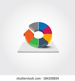Continual circle arrow graph, business vector