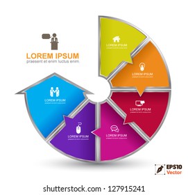 Continual circle arrow multicolor with icons / can use for diagram, graph, infographic, business plan, education ,advertising your technology products