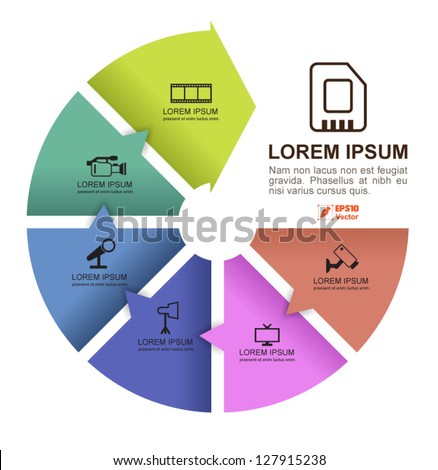 Continual circle arrow multicolor with icons / can use for diagram, graph, infographic, business plan, education ,advertising your technology products